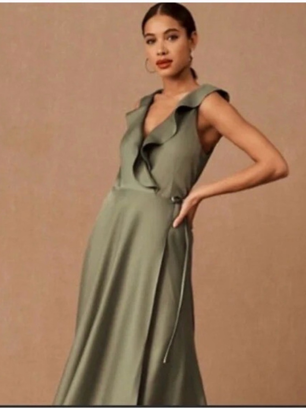 Anthropologie Wedding BHLDN SACHIN + BABI Tansy Green Wrap Gown Dress size 6